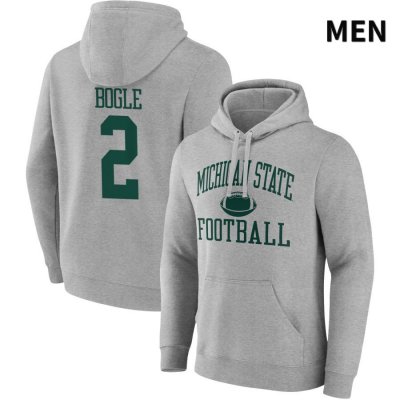 Men's Michigan State Spartans NCAA #2 Khris Bogle Gray NIL 2022 Fanatics Branded Gameday Tradition Pullover Football Hoodie FO32Z48KW